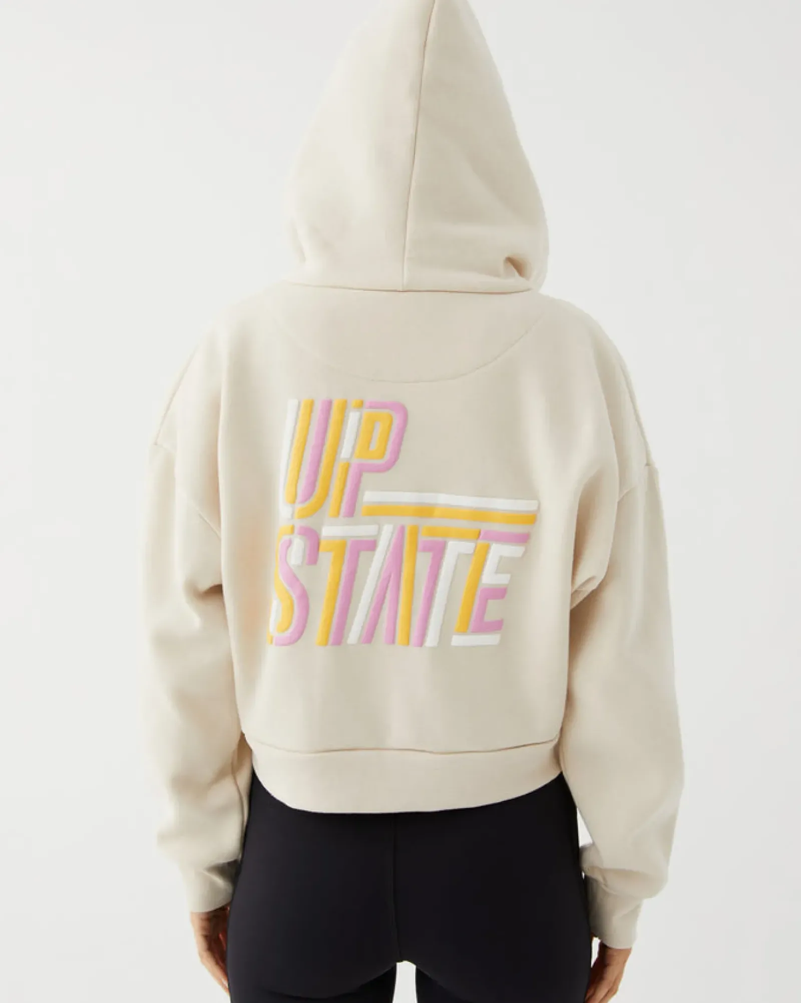 Women Upstate Zip Through Cropped Hoodie- Chalk Multi