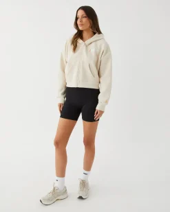 Women Upstate Zip Through Cropped Hoodie- Chalk Multi