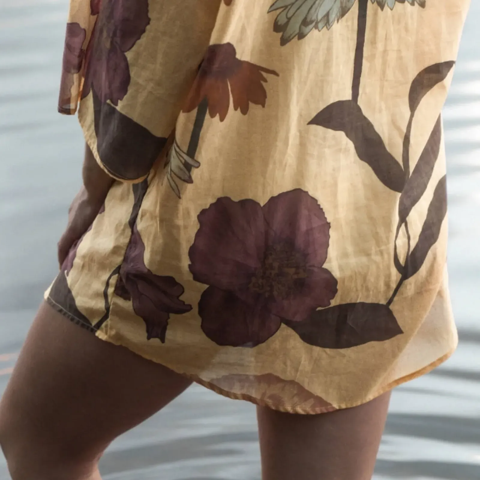 Women Wandering Folk Glades Over Swim Shirt - Chamomile