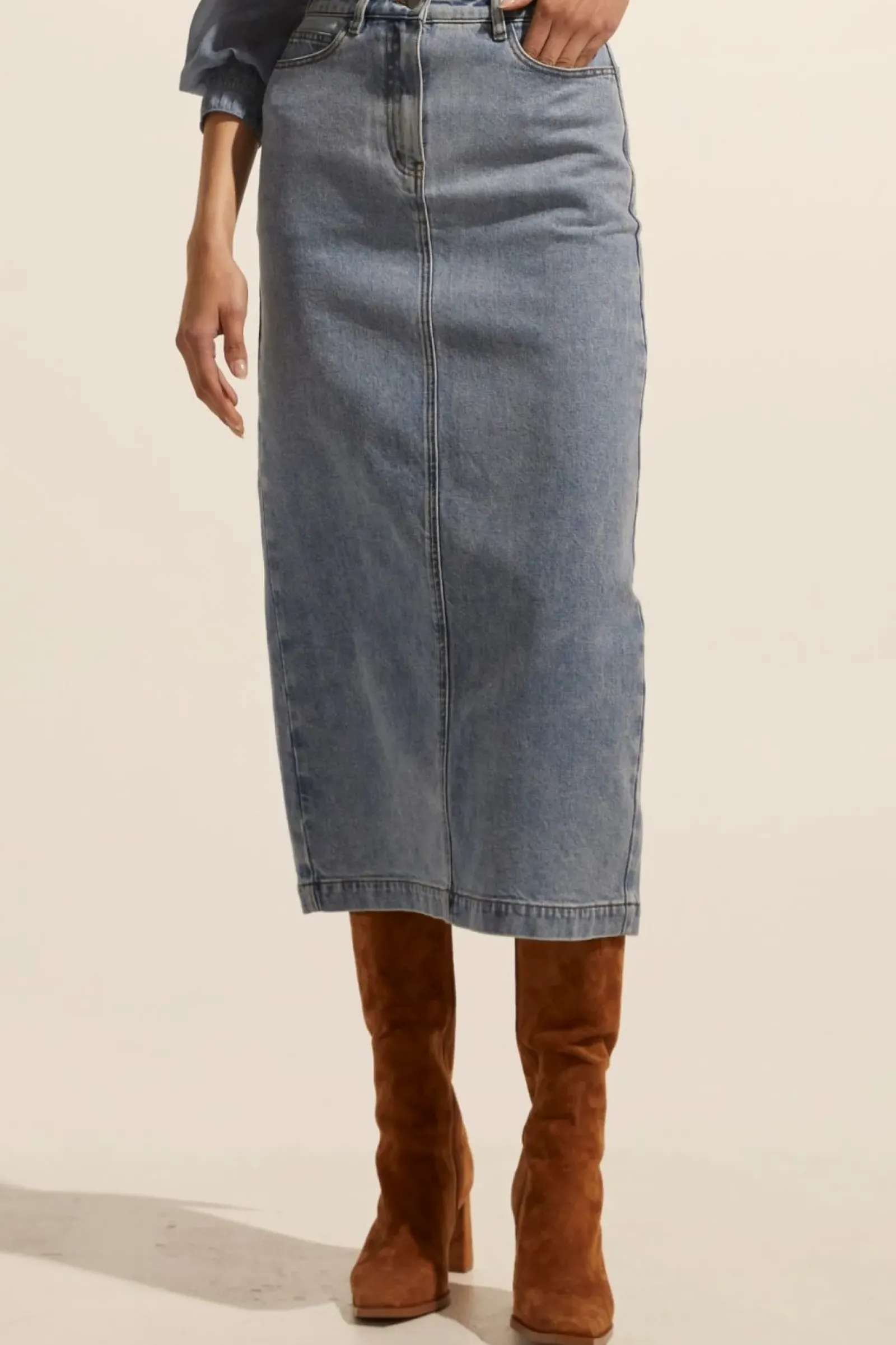 Women Zoe Kratzmann Accord Skirt - Washed Denim