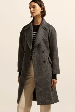 Women Zoe Kratzmann Pillar Coat - Black Mini Check